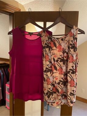 Lot of Two XL tanks: The Limited Fuchsia & LOFT Beige Floral